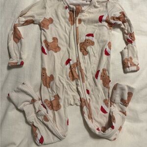 Little Pajama Co. Santa Ribbed Bear Convertible Onesie